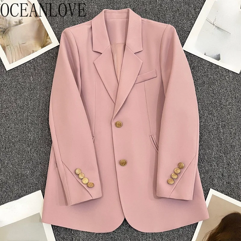 

Blazer or Women Solid Spring Autumn Korean ashion Veste emme Oice Lady Elegant Loose Chaqueta Mujer Vintage