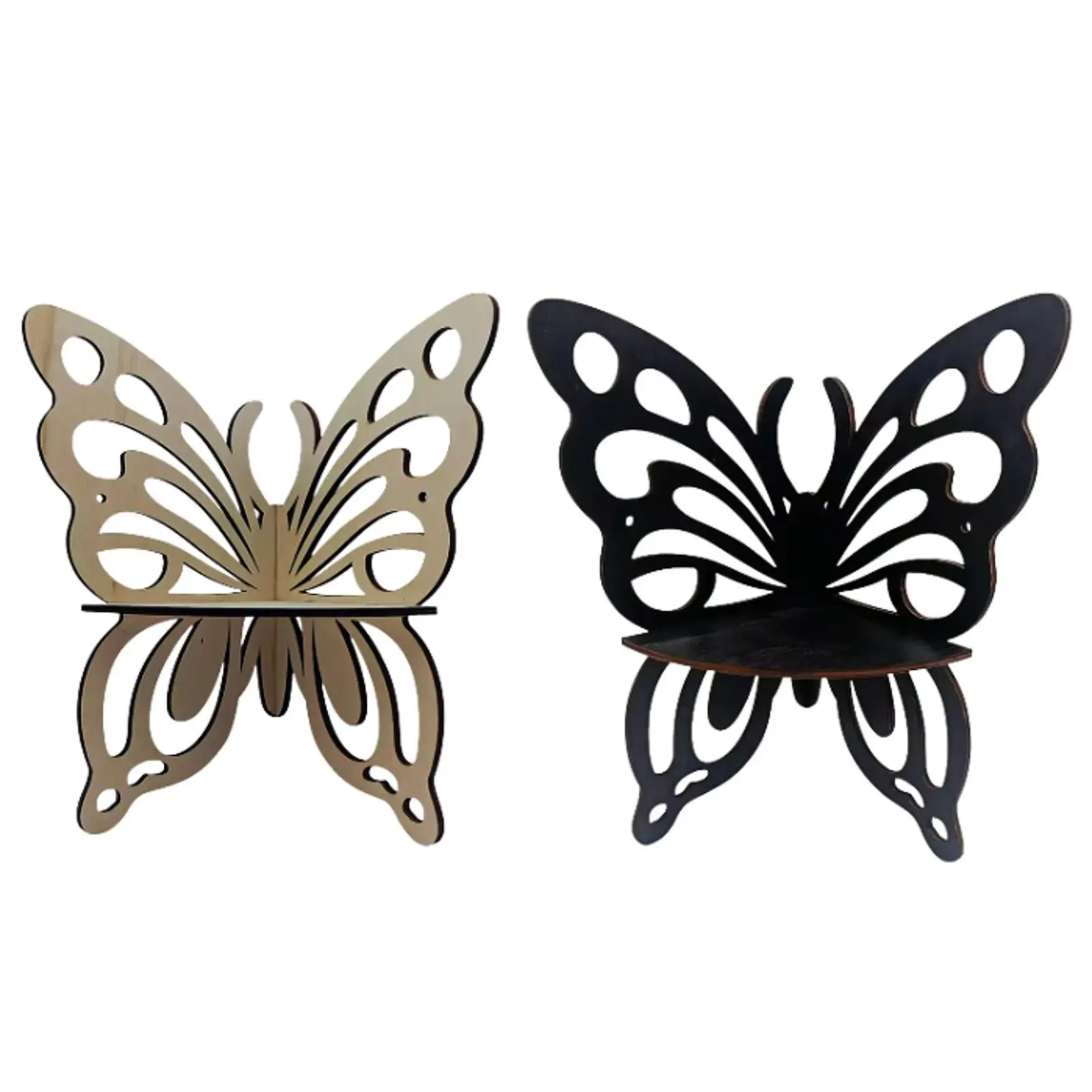 Butterfly Shape Corner Shelf Wooden Wall Mounted Organizer Decorative Display Rack for Room Decoration