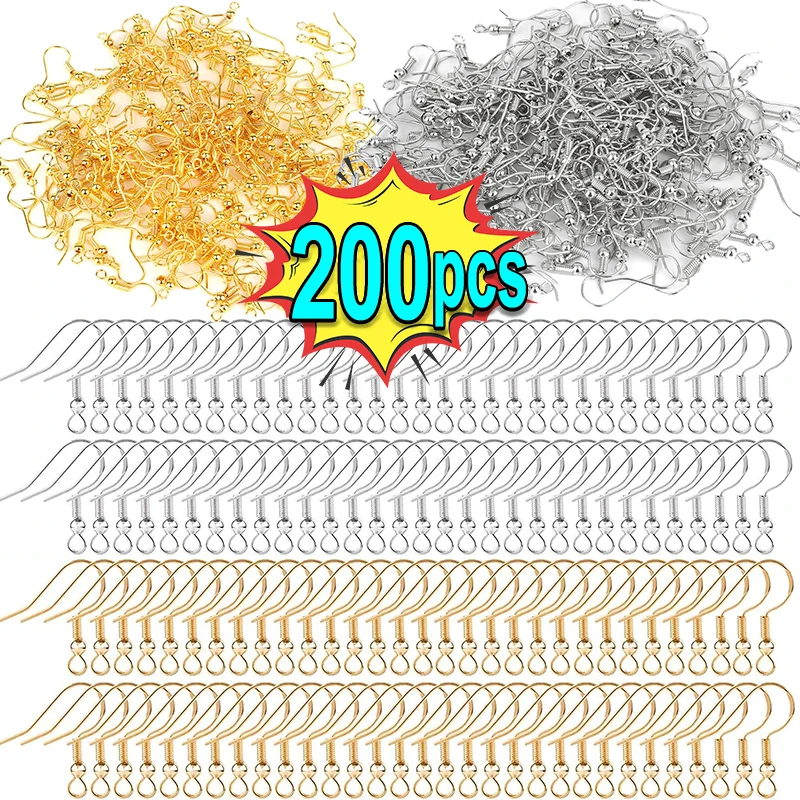 

200pcs DIY Earring Findings Earrings Clasps Hooks Stainless Steel Hypoallergenic Earring DIY Making Accessories Hook Earwire