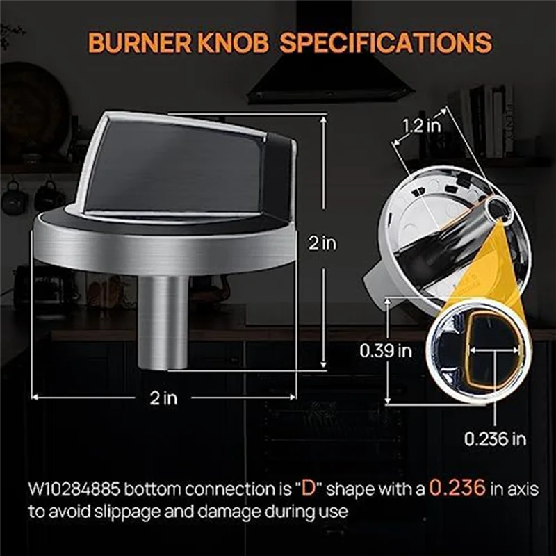 W10284885 Burner Knob Replacement, Fit for Whirlpool Gas Range/Stove/Oven, Replaces WPW10284885 AP6018699 PS11752001 HOT