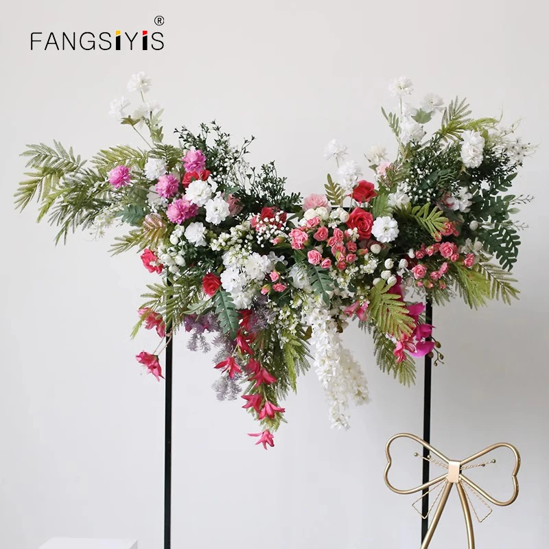 

Simulation Wedding Simulated silk Floral Art Stage Scene Layout Wall Hanging arc Flowers Row Combined Shooting Background Decor