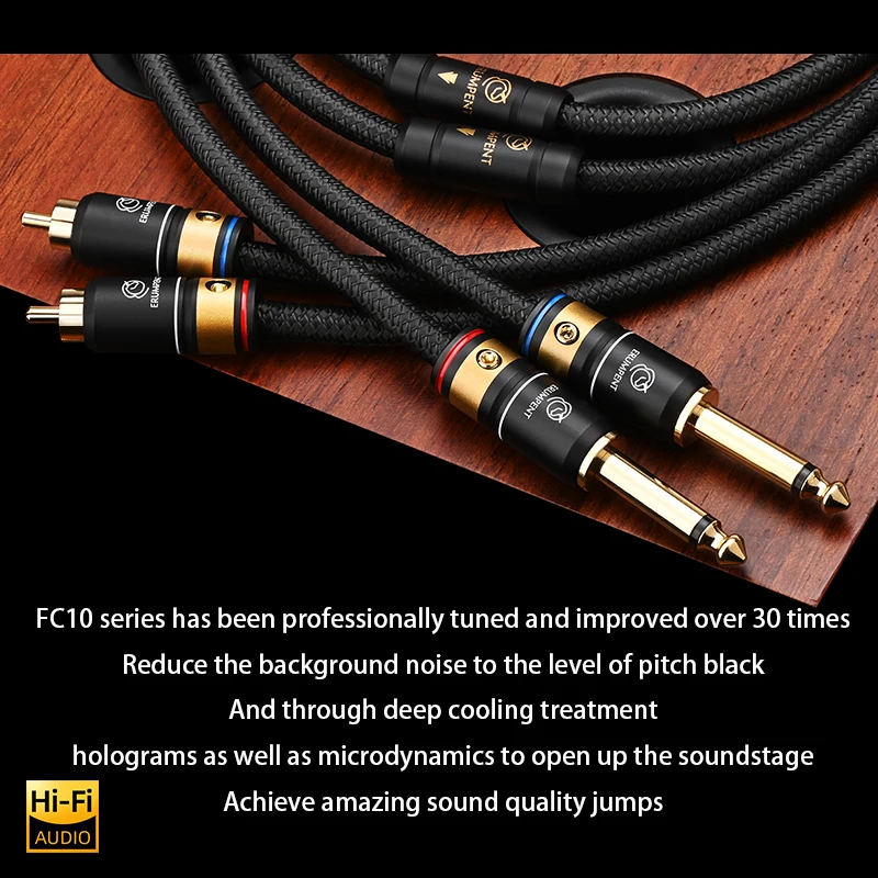 Erumlent-HIFI  ̺, 6.5mm, ׷ , Male 2 RCA Male ̺, PC DVD TV VCR MP3 Ŀ   ̺ ڵ