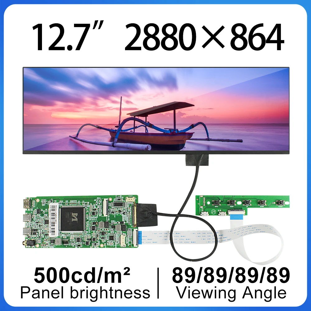 

Hot selling 12.7 Inch liquid crystal display NV127H4M-NX1 LCD Resolution 2880x864 IPS Stretched Bar For Advertising Recruitment