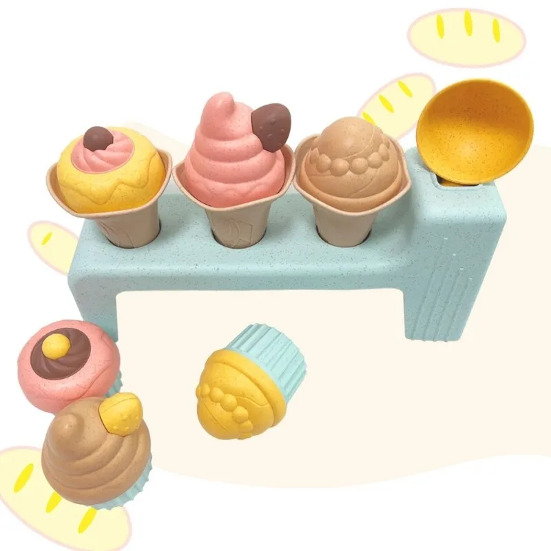 어린이용 해변 모래 장난감 세트, 아이스크림 케이크 모양 모래 틀, 용 모래놀이 상자, 야외 놀이, 해변 여행용 장난감 (여아용)