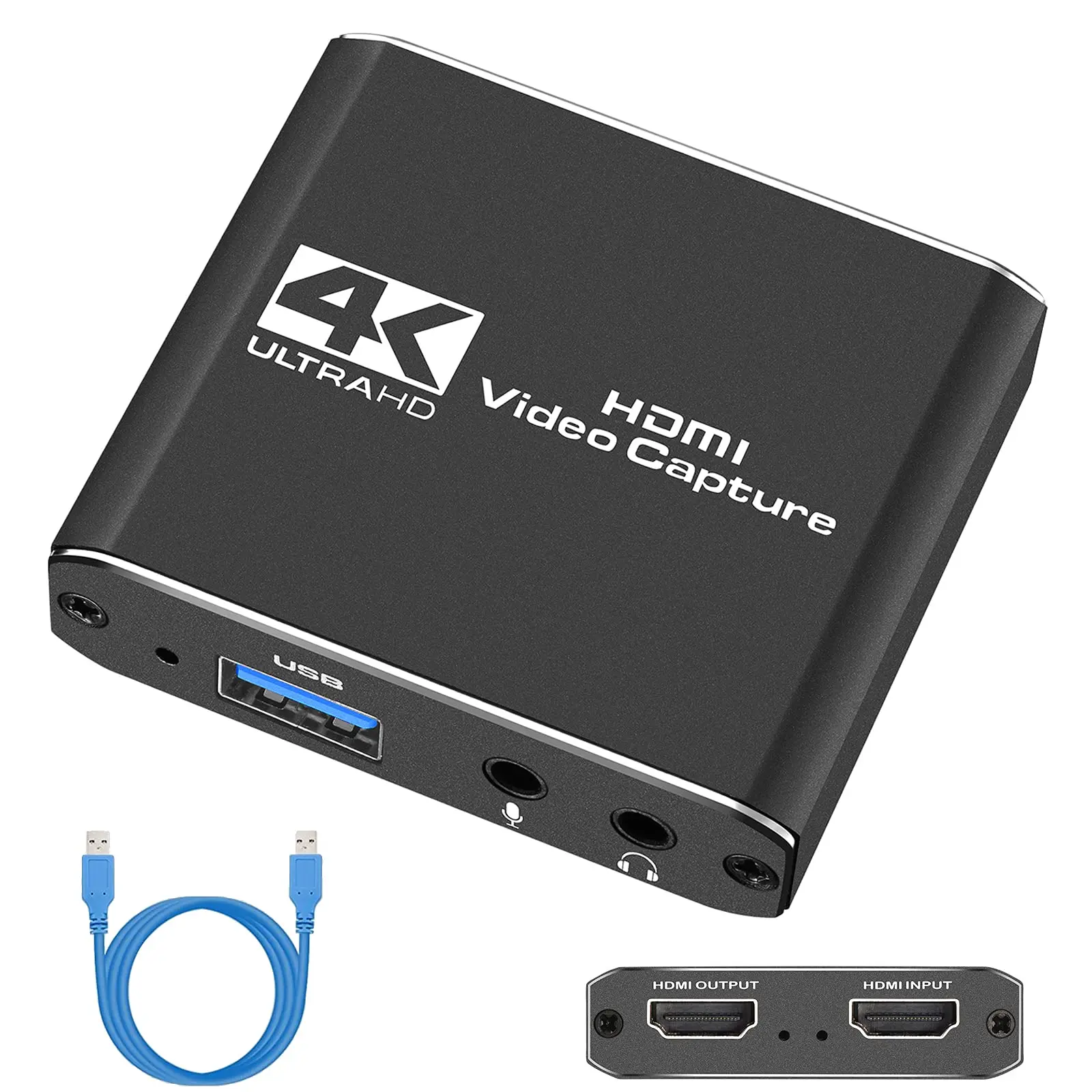 Placa de Captura de Vídeo Áudio Saída Hdmi 4k 1080p 60fps Gravador para Nintendo Switch Ps4 Obs Câmera pc Transmissão ao Vivo