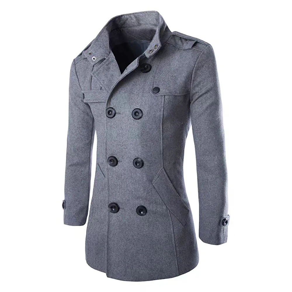 Description Picture 4 of itemFashion new clothing men's woolen coat mid-length windbreaker jacket men's clothing