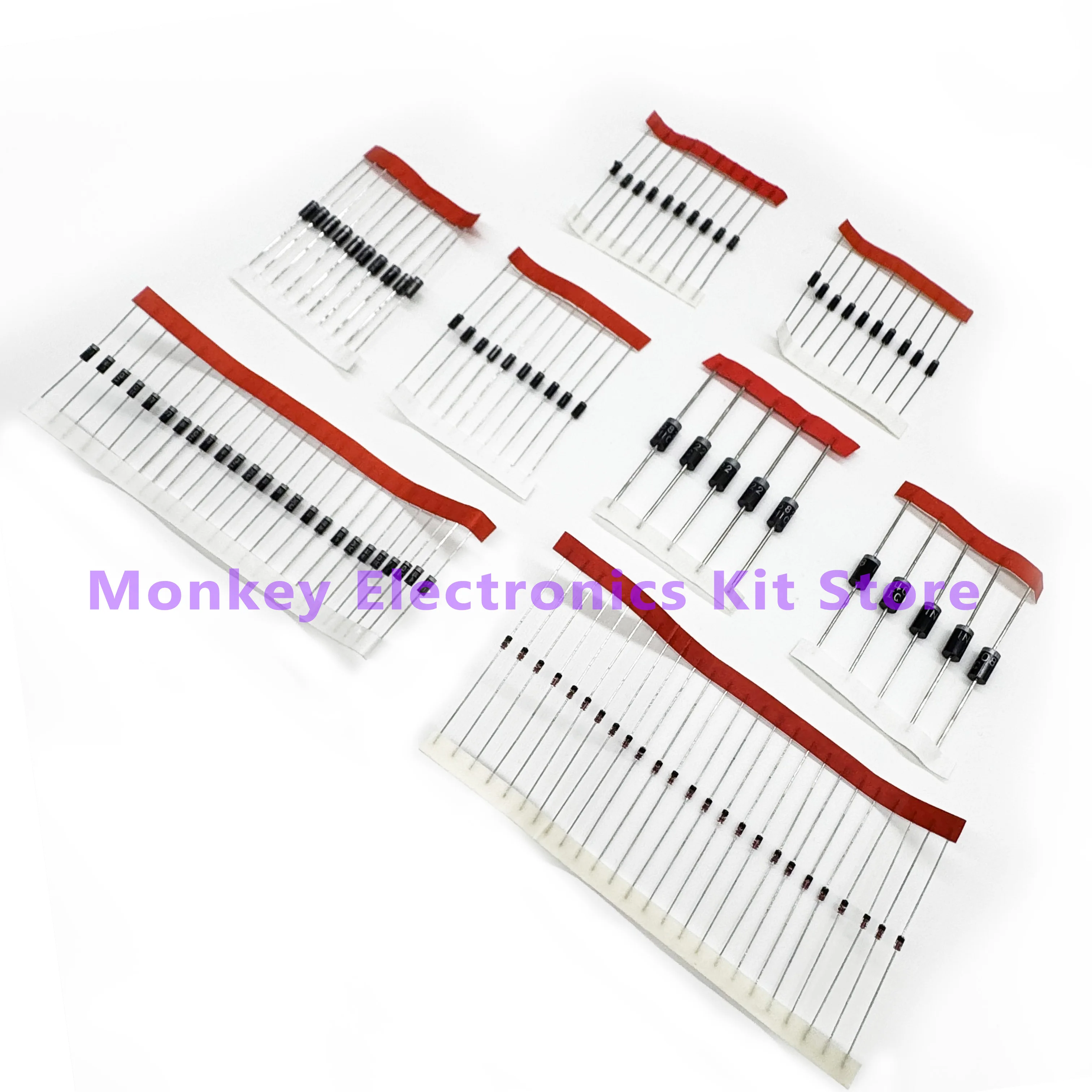8 Values100PCS Diode Electronic Component Kit Fast Switching Schottky set 1N4148 1N4007 1N5819 1N5399 1N5408 1N5822 FR107 FR207 diode kit