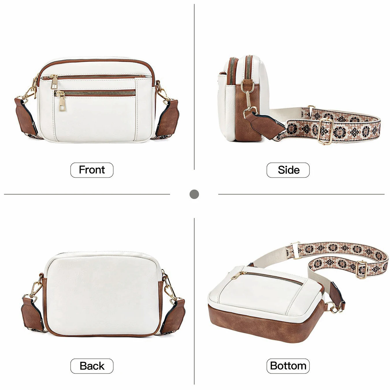 Colorful Straps Crossbody Leather Bags & Purse