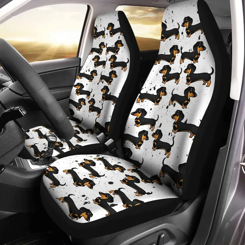 

Dachshund Print Automobile Cover Sets, Accessories Interior Decor 2Pcs Protectors for Car Truck SUVs Cartoon