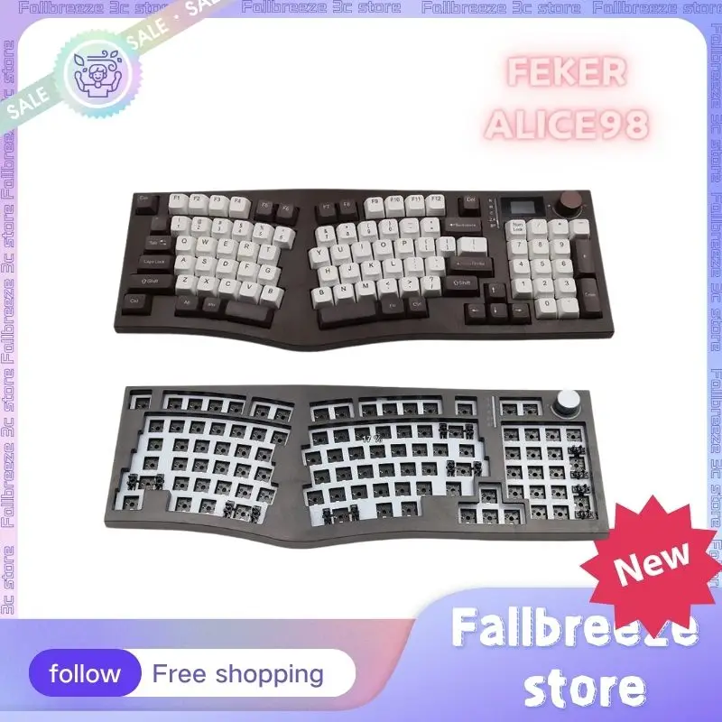 Механическая клавиатура FEKER Alice98, клавиатура с 3 режимами, Alice, Bluetooth, беспроводные эргономичные клавиатуры, RGB, под заказ, клавиатура с возможностью горячей замены, для офиса