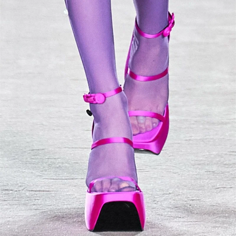 Women's Summer Platform Wedge Heels European and American Fashion Thin Belt Combination Mixed Color Sandals
