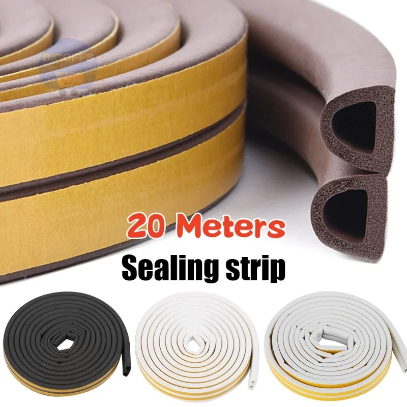 20m Door Weather Stripping Sealing Anti-Collision Rubber Seal Draught Excluder Tape Self Adhesive door seal strip sealing strip tape window seal strip sealing tape sealing strip rubber seal strip rubber door weatherstripping door weatherstripping