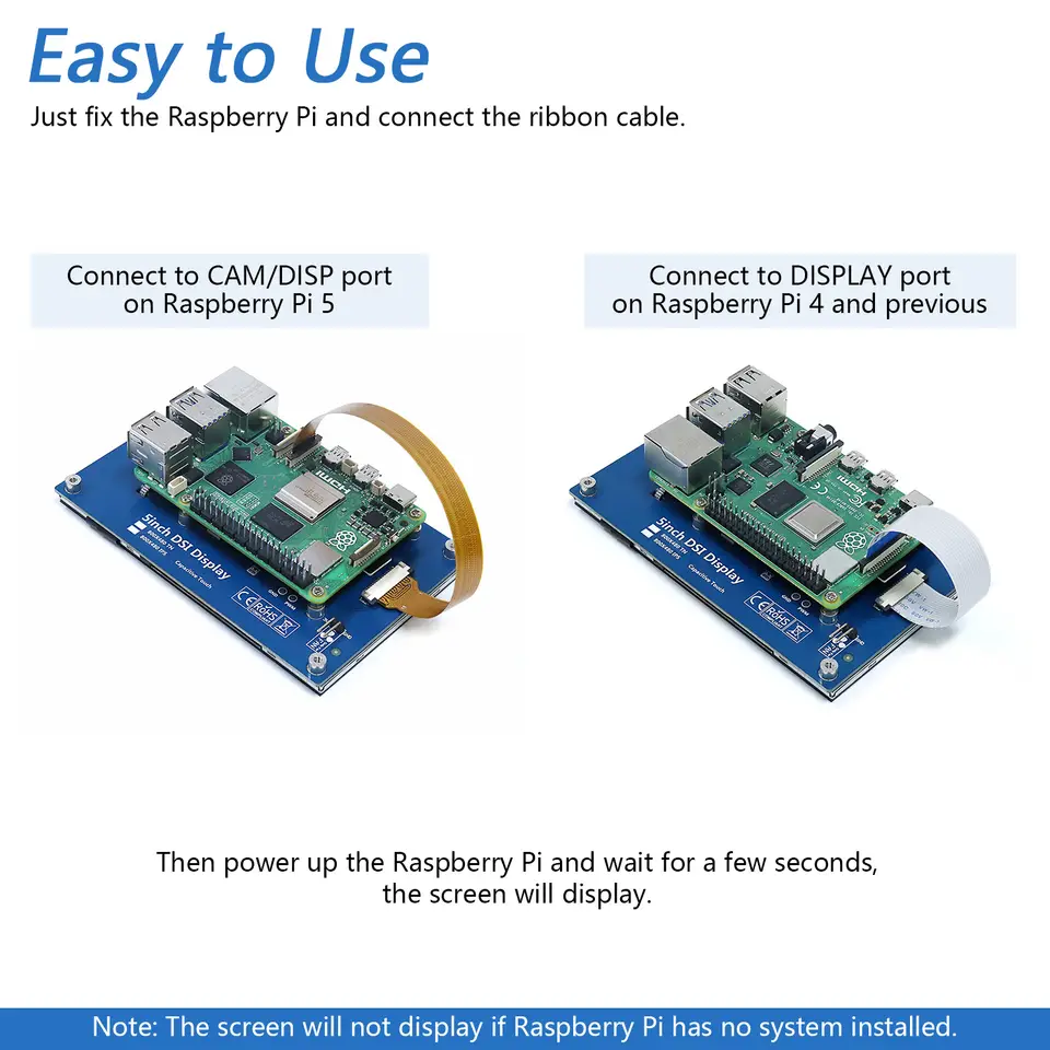 Freenove Touchscreen for Raspberry Pi 5 4 Screen Display 5/ 7 Inch IPS/ TN 800x480 Pixel 5-Point Capacitive Touch Driver-Free image 2