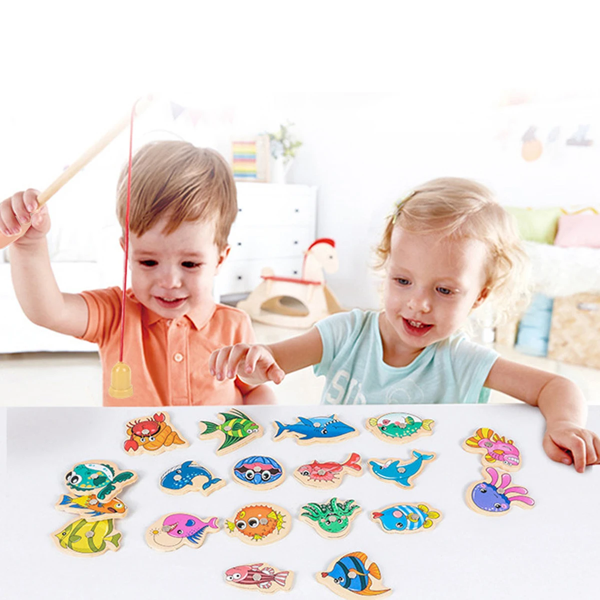 15/31Pcs Toys for Children Magnetic Fishing Game Toys Set with Fish Rod Wooden Parent-child Interactive Toys for Kids Gift 2 15/31Pcs Toys for Children Magnetic Fishing Game Toys Set with Fish Rod Wooden Parent-child Interactive Toys for Kids Gift 2