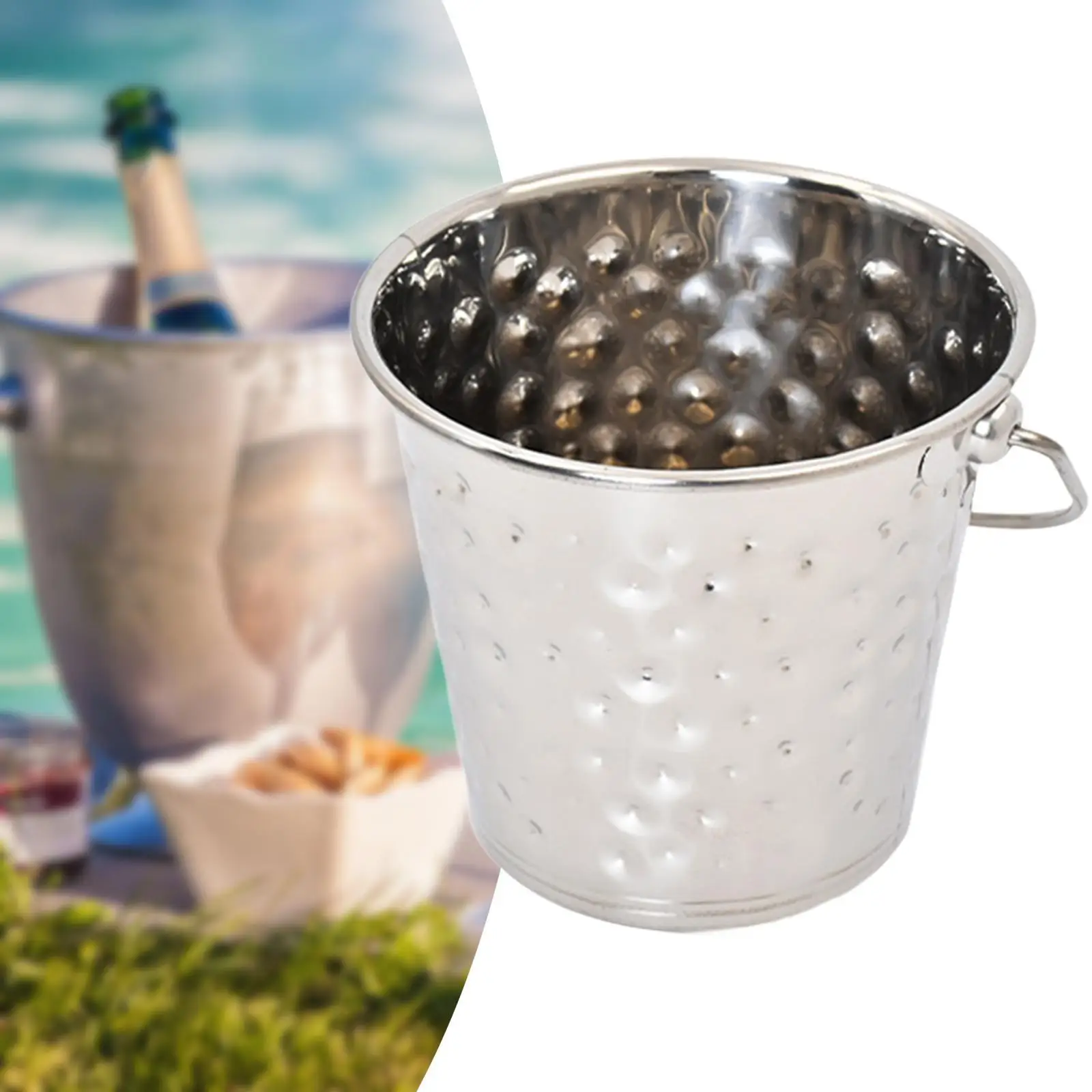 Ice Bucket with Handles Drink Chiller Wine Beverage Bucket for Picnic Party Hotel Bar Drinks Cooling Decorative Champagne