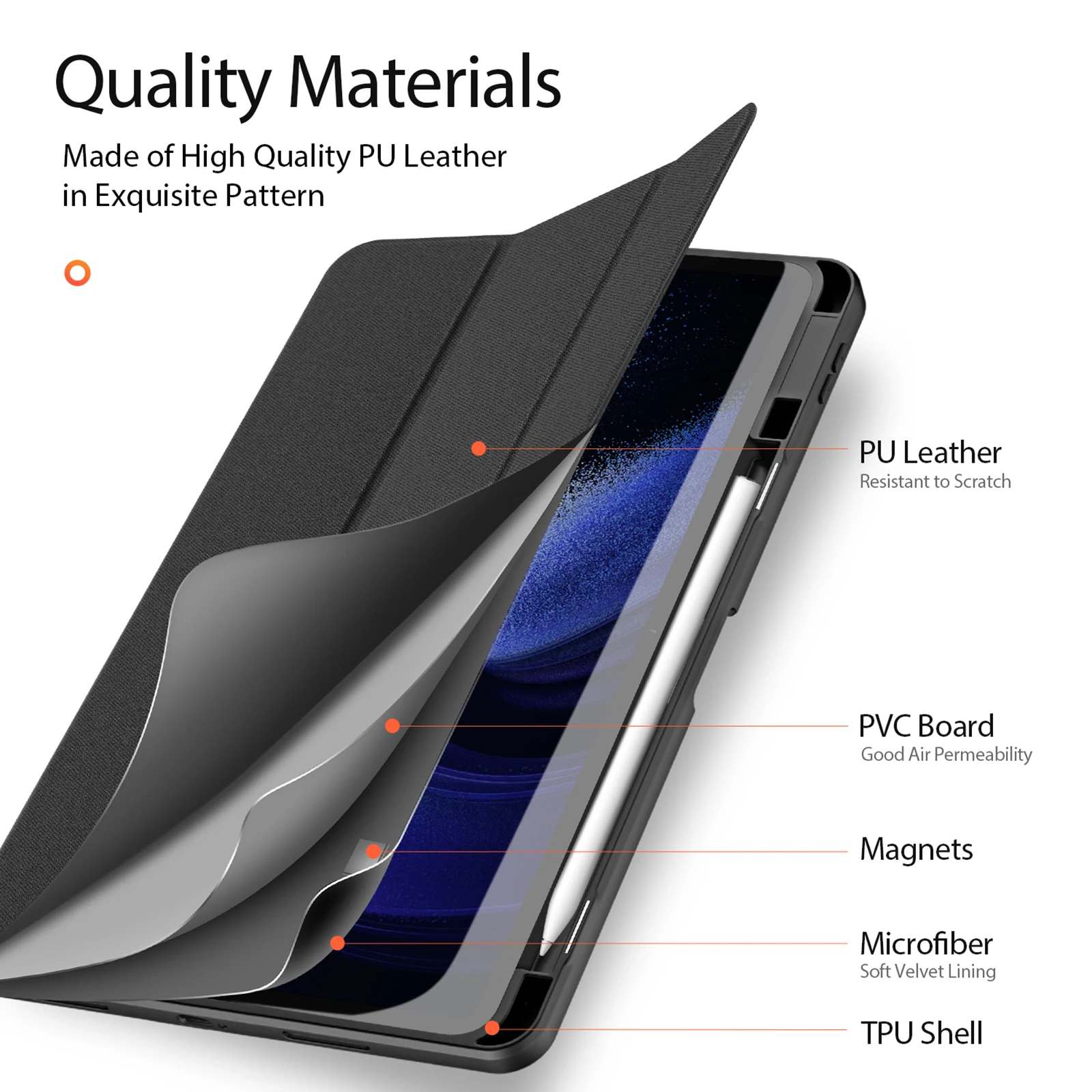 Premium Tri-Folding Stand Tablet Case with Stylus Holder & Auto Sleep Function