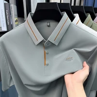 Luxe marque glace soie manches courtes polo shirt homme été mode lettre en Gaufrage confort respirant loisir haut de gamme T-shirt 3