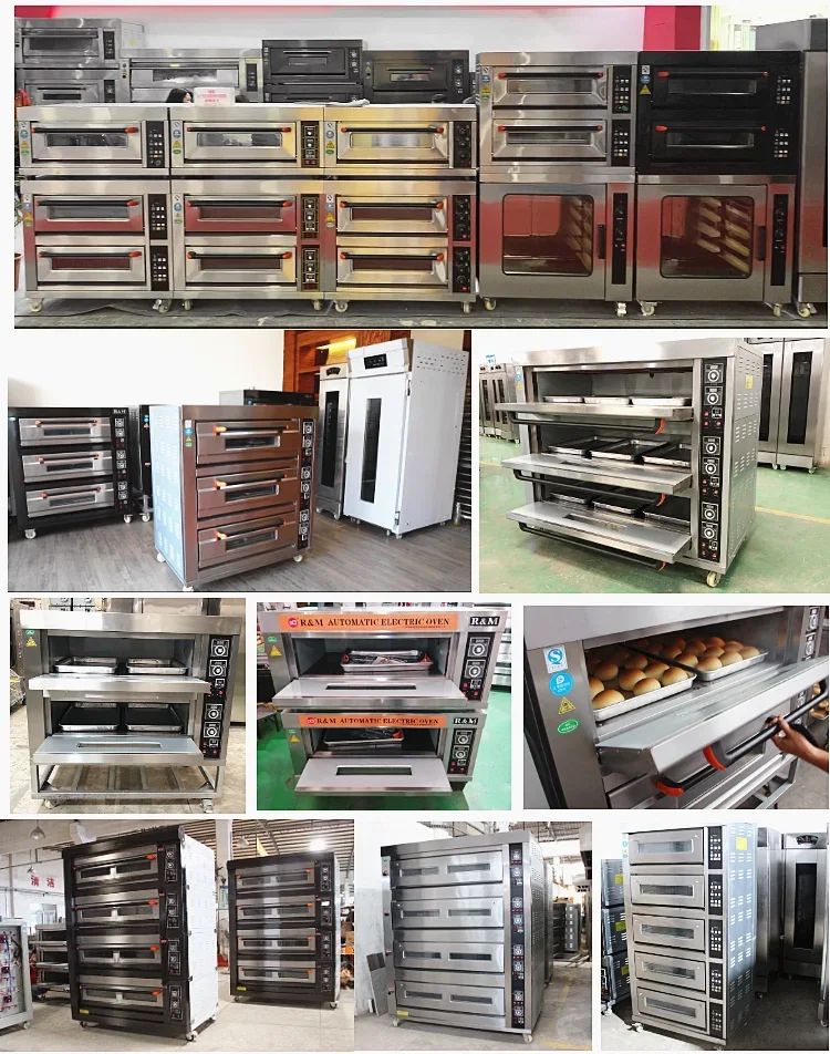 Steel Industrial 2 3 Deck Layers 4 6 12 Trays Commercial Kitchen Gas Electric Pizza Use Baking Cake Bread Bakery Oven Equipment