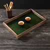 Retro Begonia Flower Tray Rectangular Plate Household Wooden Dessert Plate Tea Plate Glass Plate Living Room Desktop Decoration 3