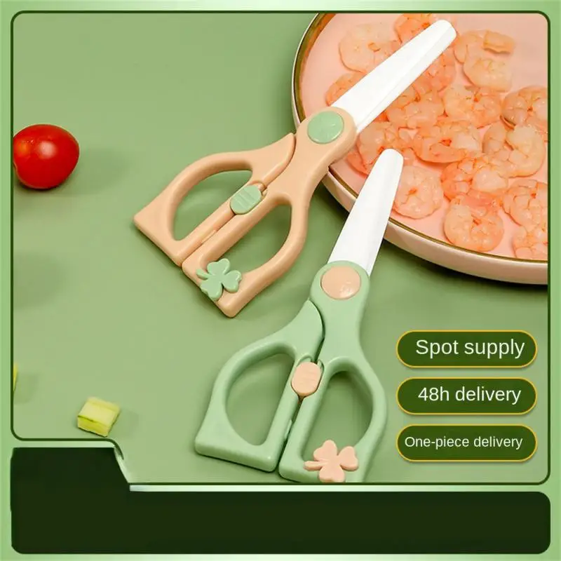 1/2PCS Kitchen Stainless Steel Scissors Portable Baby Food Feeding Aid Meat  Cutting Scissors With Cutting Box Kitchen Supply