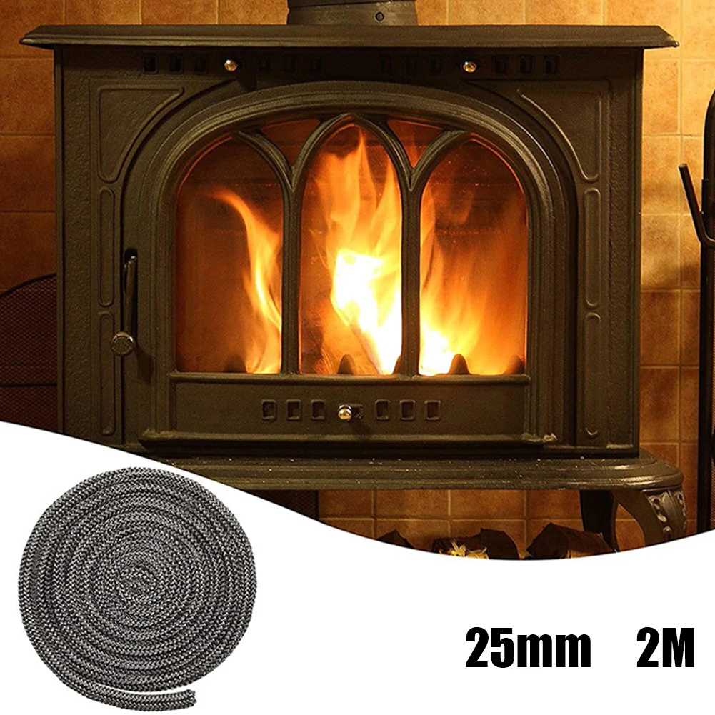Door Seal Fire Rope Woodburner 25mm 2m Length & Glue Kit Black Stove Fireproof High Temperature Home Improvement