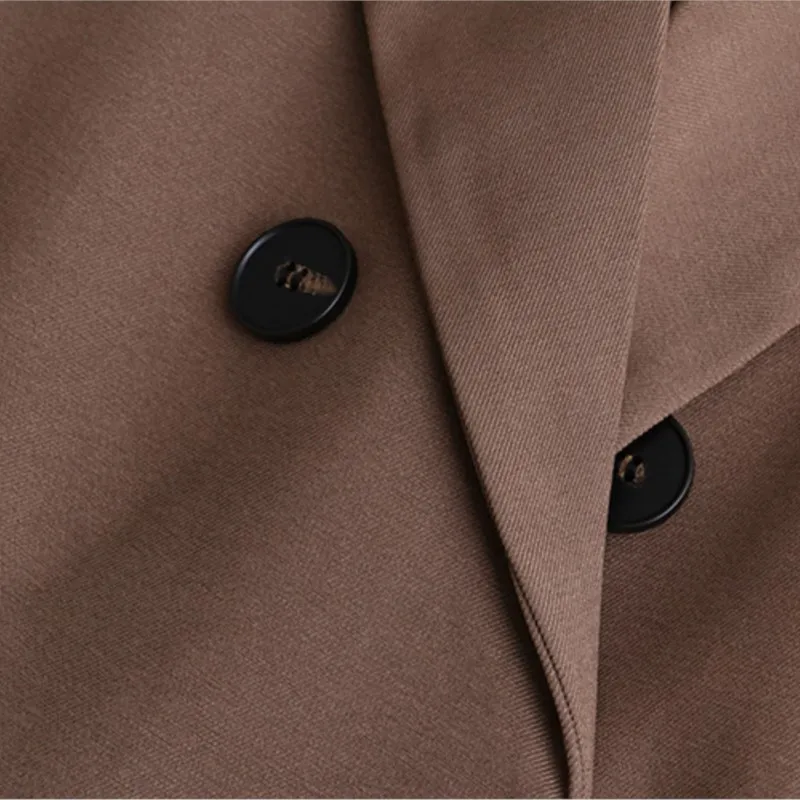 2022 Autumn Women Suit Vest Plus Size Clothing LOOSE Sleeveless Double Breasted Blazer Casual Drawstring Waist Long Coat