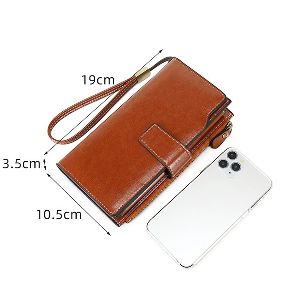 Anti-theft brush women's wallet long oil wax leather retro wallet European and American large capacity clutch bag