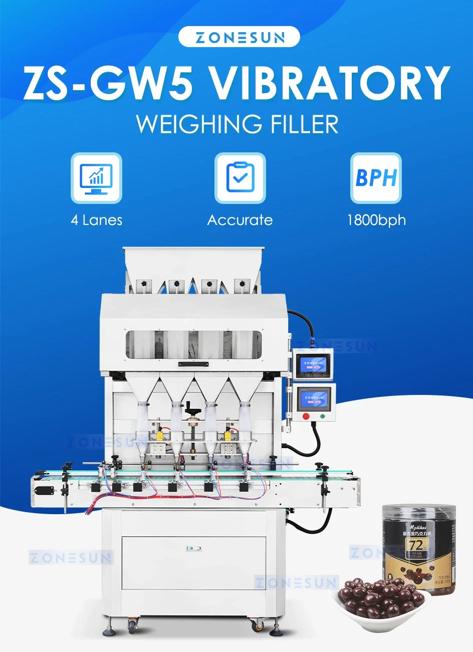 ZONESUN Automatic Particle Granule Filling Machine Vibratory Weighing ZS-GW5
