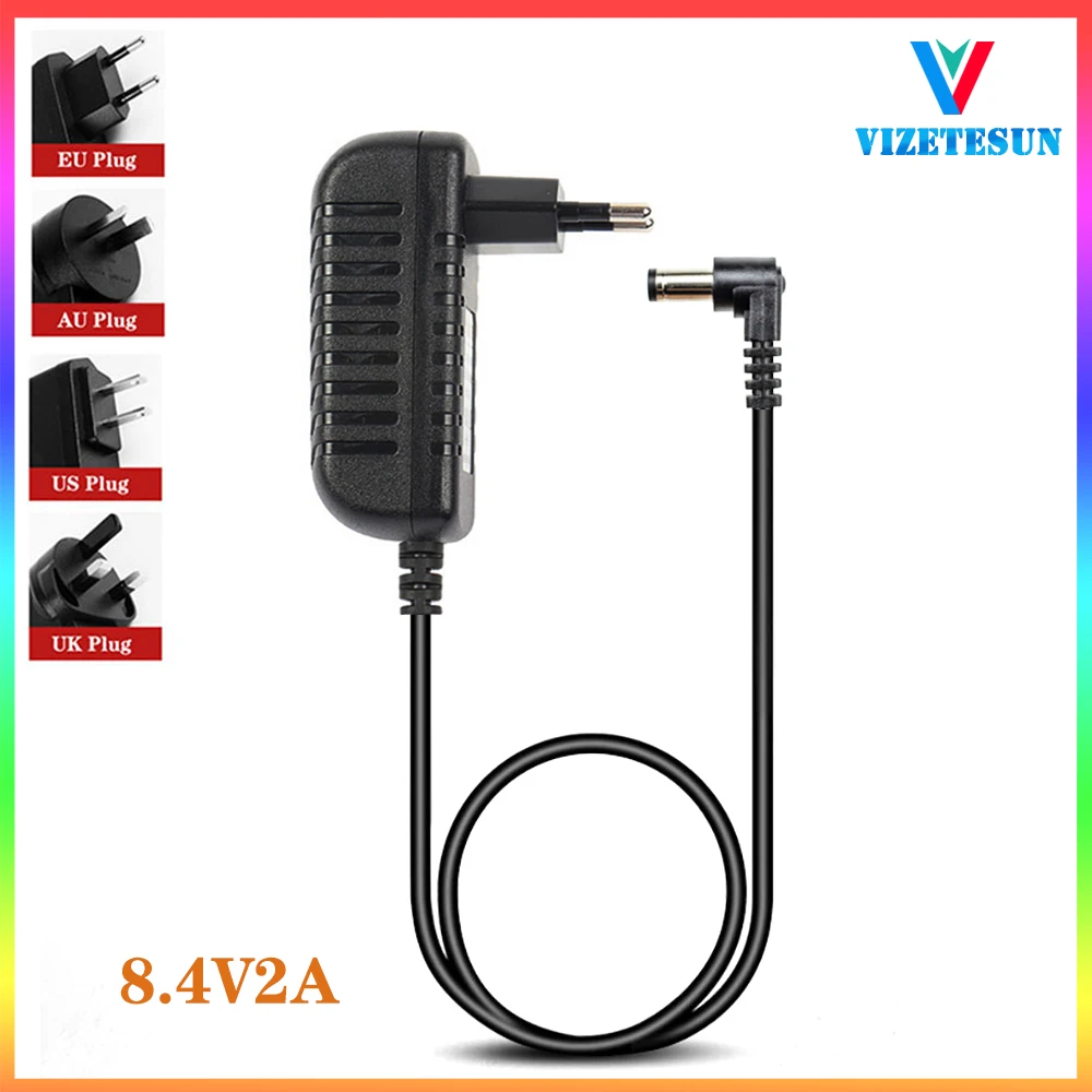 

8.4V1A 2A DC Power Adapter 18650 Lithium Battery Li-ion Charger for 2s 8.4V 2000MA Lithium Battery Pack 90 Degree Elbow