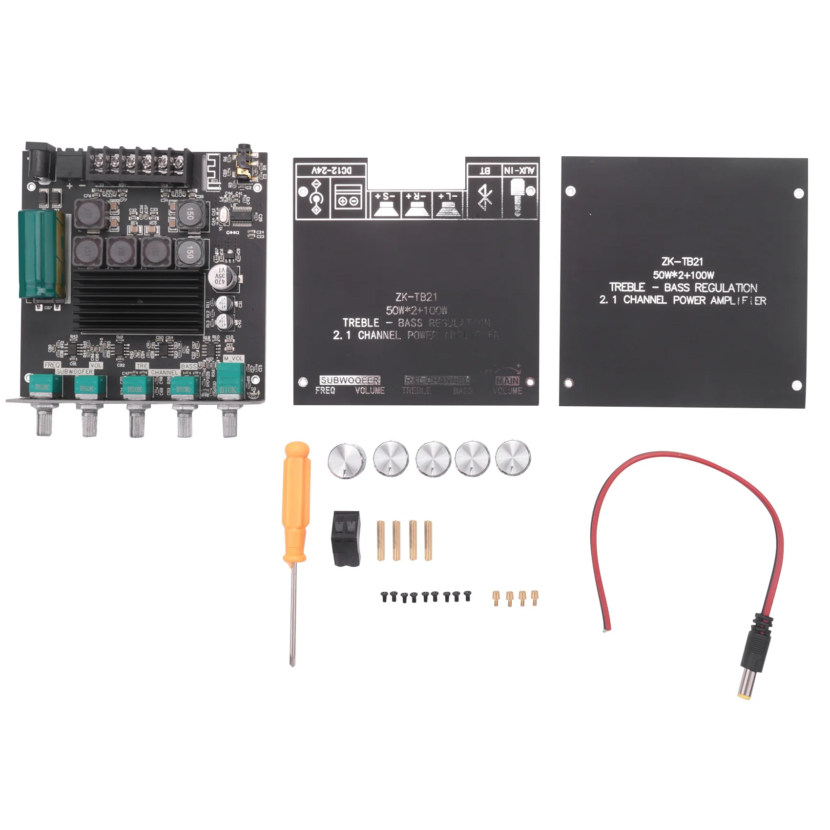 

Bluetooth Amplifier Board HiFi Stereo 2.1 TPA3116D2 50WX2+100W 12V-24V Audio Power Amplifier Module