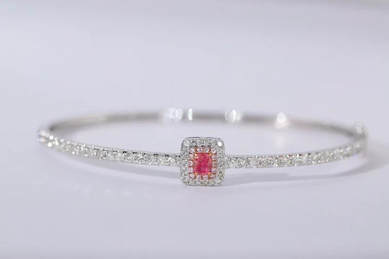 Real Natural Pink Diamond Bangle