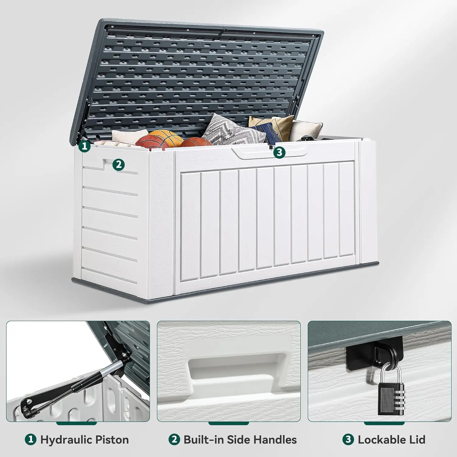 Extra Large160 Gallon Spacious Deck Container, Waterproof Outdoor Storage Chest for Patio Furniture Pillows, Gardening Equipment 2