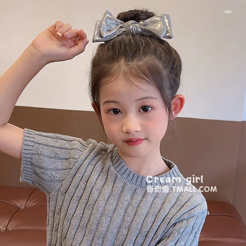Children's Hairpin Silver Ball Head Artifact Grab Clip Girls Bow Kids Headwear Baby Girl Hair Accessories