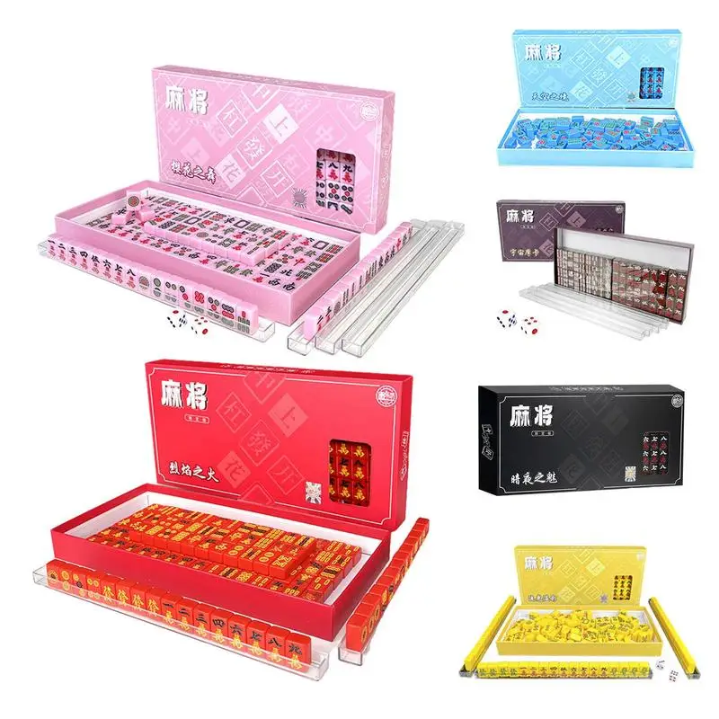 Mini Mahjong Set Portable Chinese Traditional Mahjong Board Game Multiplayer Play Game For Household Indoor Holiday Party 6