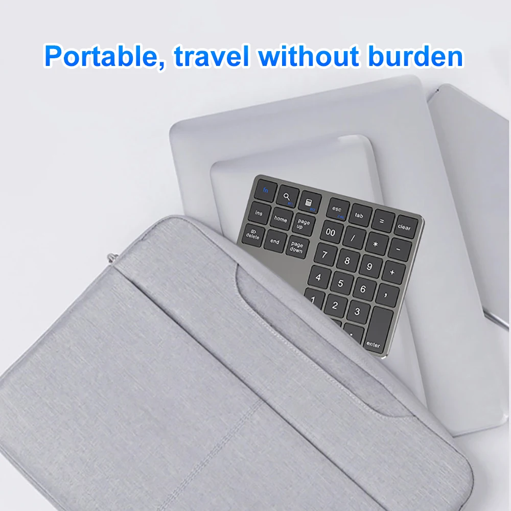 35 Keys Dual Bluetooth Number Keyboard 2.4G Wireless Pad Thin Rechargeable Keypa