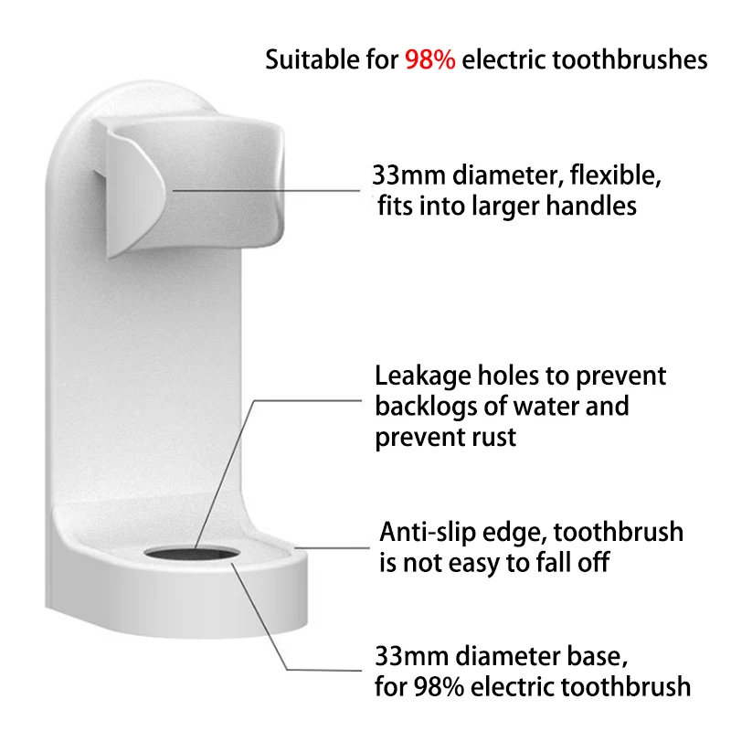 Electric Toothbrush Holder Traceless Wall-Mounted Bathroom Adapt 90% Holder