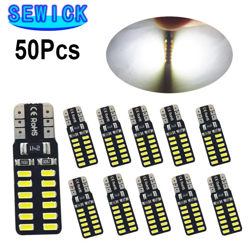 50 шт. автомобиль T10 светодиодный 194 168 W5W 3014 SMD 24 автомобильный габаритный фонарь