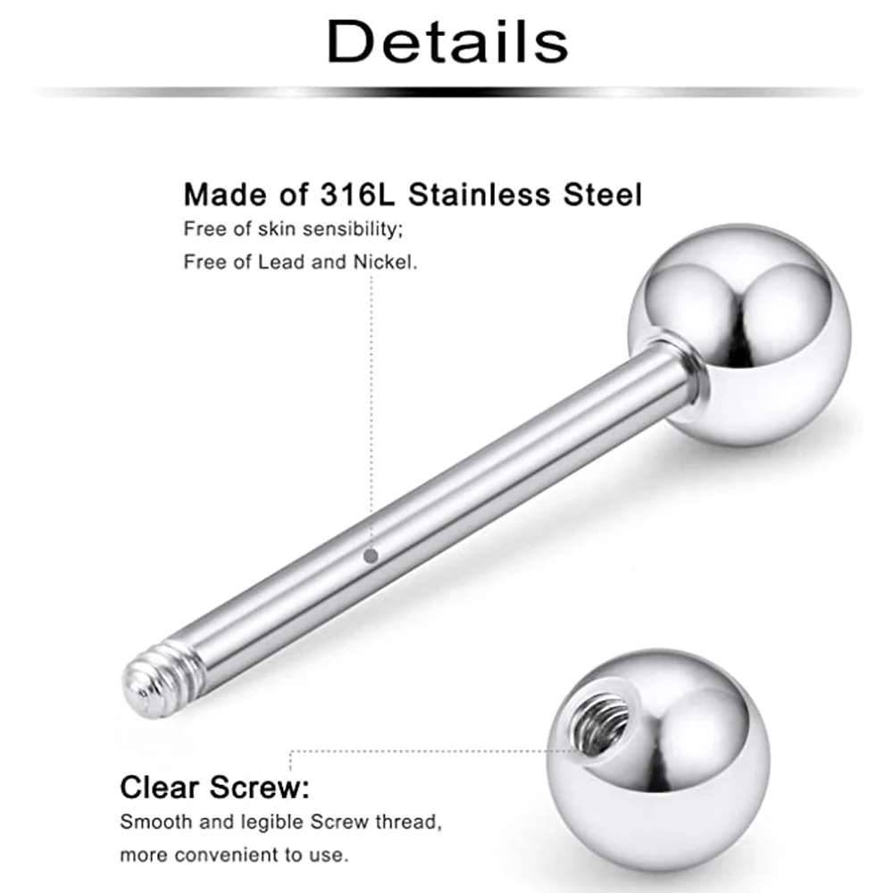 Stainless Steel Externally Threaded PA Tongue Nipple Shield Barbell Ring Bar Body Piercing Jewelry Retainer 16mm 14G 16G piercing jewelry body piercing jewelry body jewelry