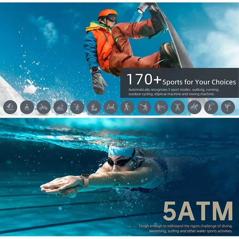 Smartwatch GPS 2026 con Display AMOLED da 1,32 Pollici, Chiamate BT, Impermeabile 5ATM, 170 Modalità Sportive, Batteria Grande da 360mAh, per Uomo e Donna, per Attività all'Aperto - immagine 3
