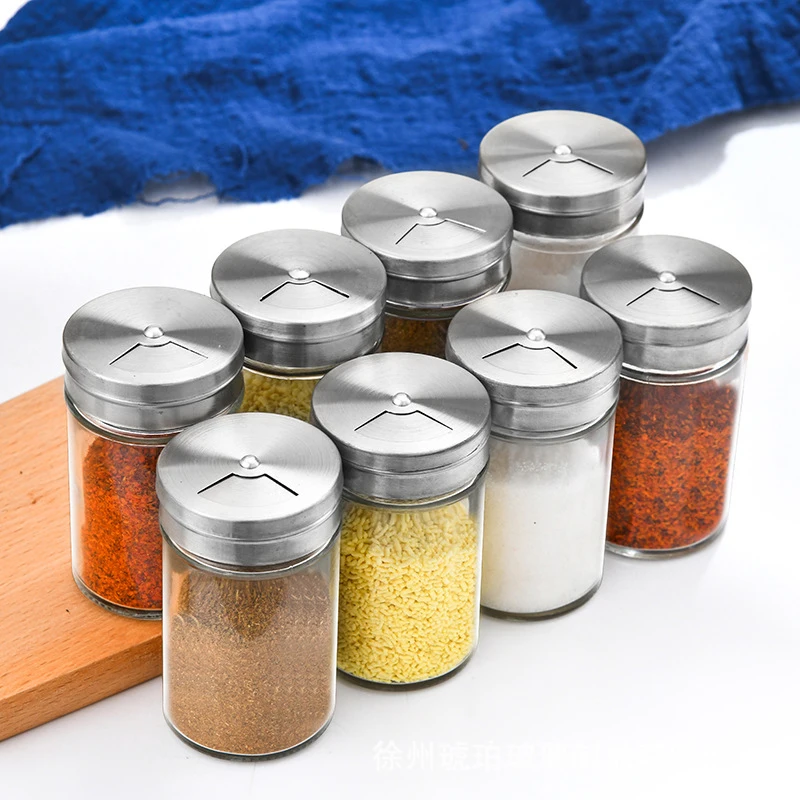 1 Pcs Glass Spice Jars Empty Spice Bottles Airtight Metal Caps Containers Aluminum Caps spice jar,seasoning jar