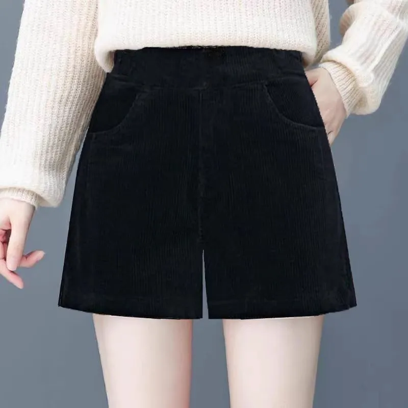 Women's High Waist Straight Leg Thiened Fce Lined European Cotton Velvet Wide Leg Pants Autumn Winter Casual Trousers