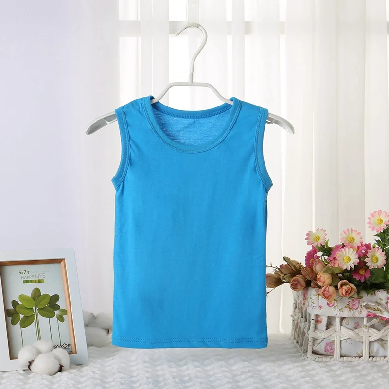 2-9T summer children vest kids girls boys solid color tops sleeveless undershirts tees shirts white cotton breathable T shirt kids tops