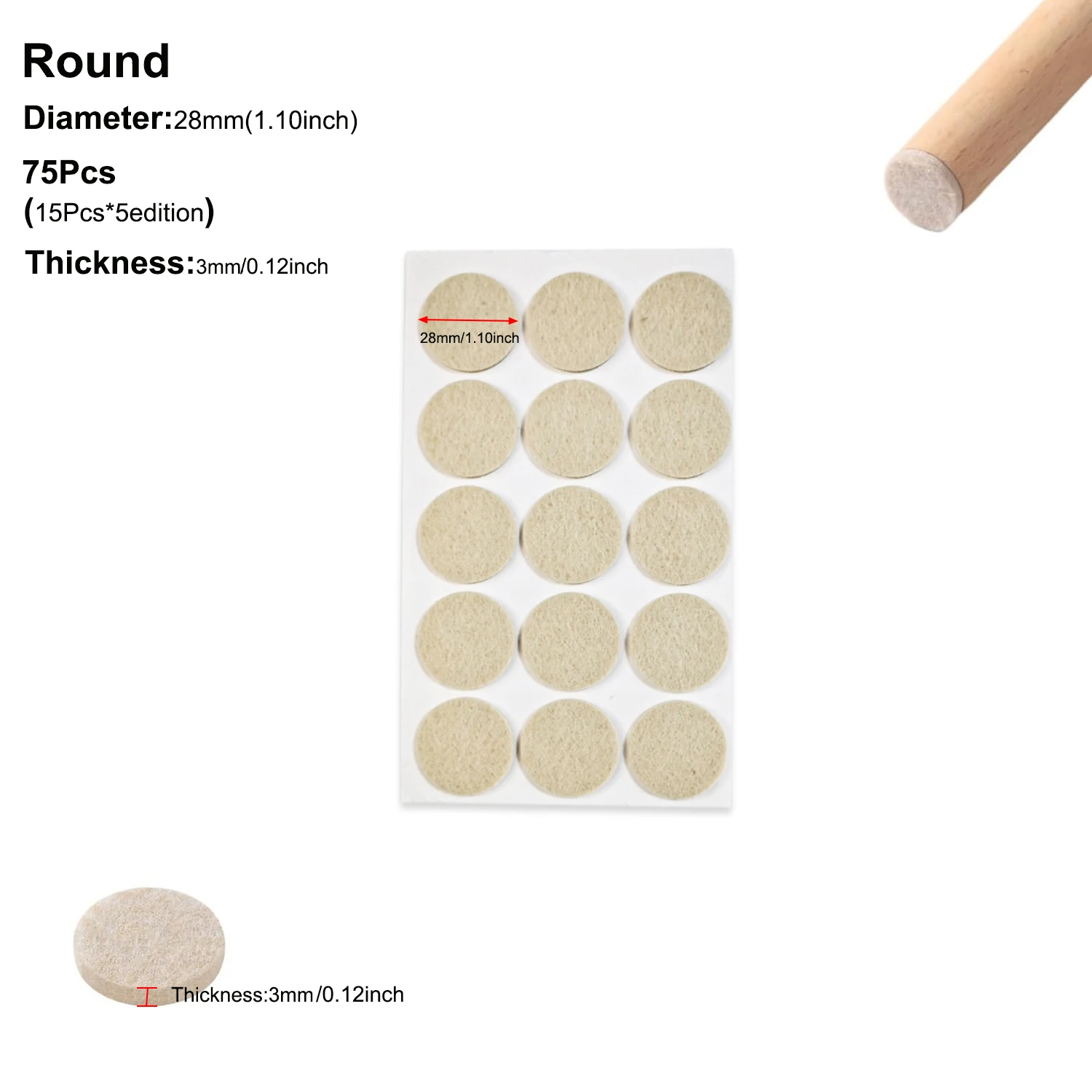 Furniture Floor Protector Felt Pads – Self-Adhesive, Anti-Slip, Noise-Reducing Chair/Table Leg Cushions