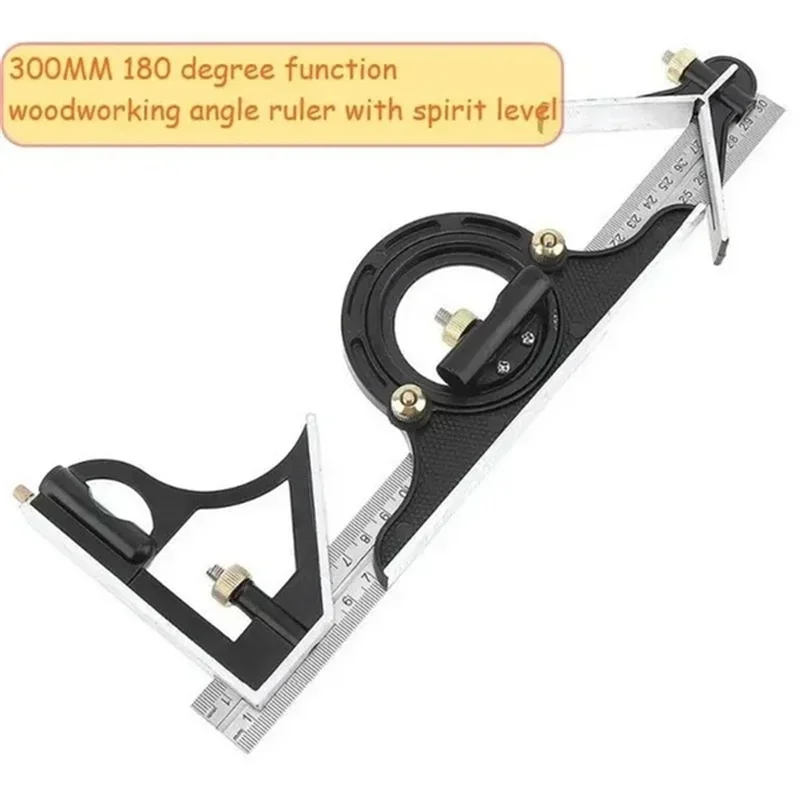 300mm Square Right Angle Ruler Protractor Movable Square Woodworking Angle Ruler Measuring Tools Multi Combination Set 5