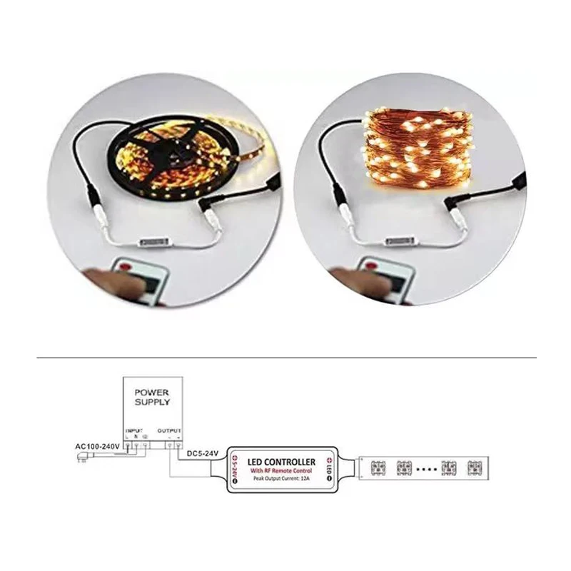 11-key Monochrome Mini RF Controller 5-24V Radio Frequency LED Dimmer Lamp Strip Controller With DC And USB Connector led strip controller led dimmer controller