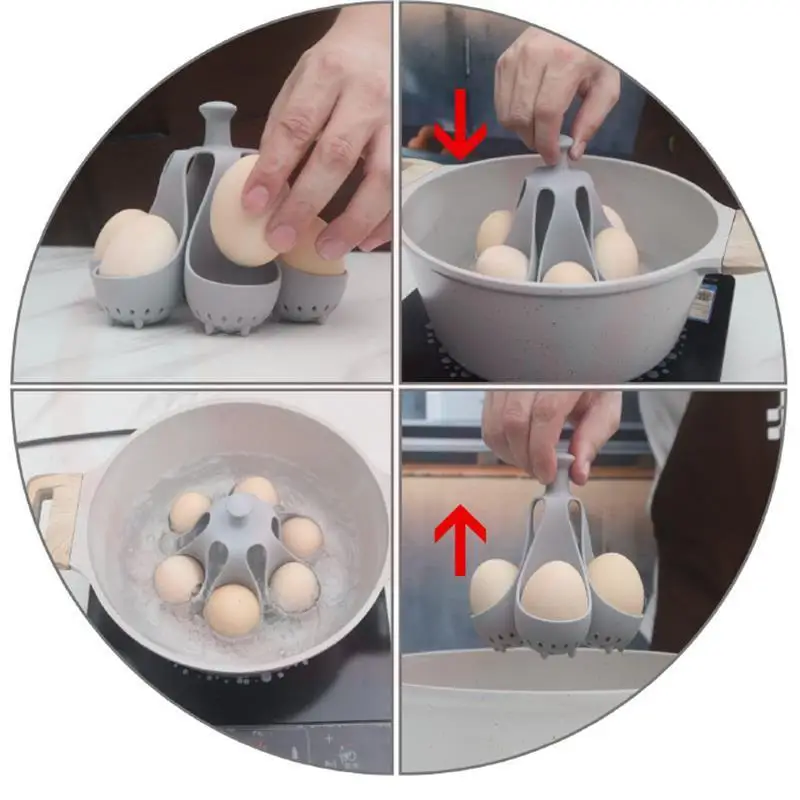 Silicone Egg Steamer Tray with Anti-Scald Handle Boiled Egg Holder Kitchen Accessory for Steamed Eggs Egg Boiler