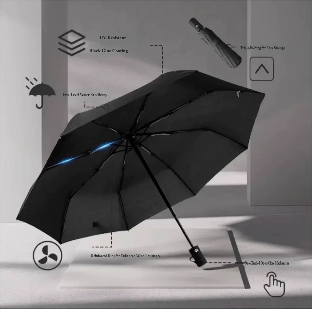 Umbrella Fully Automatic Thickened Enlarged Reinforced Folding Umbrella Sun and Rainproof Sunshade Umbrella for Women Sunscreen - 3