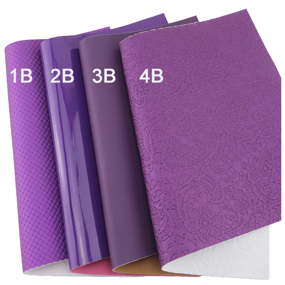 Plain Solid Light Dark Purple Lichee Litch Faux Synthetic Embossed Cross Leather Fabric Handbags Sewing DIY 20/50x120cm K003
