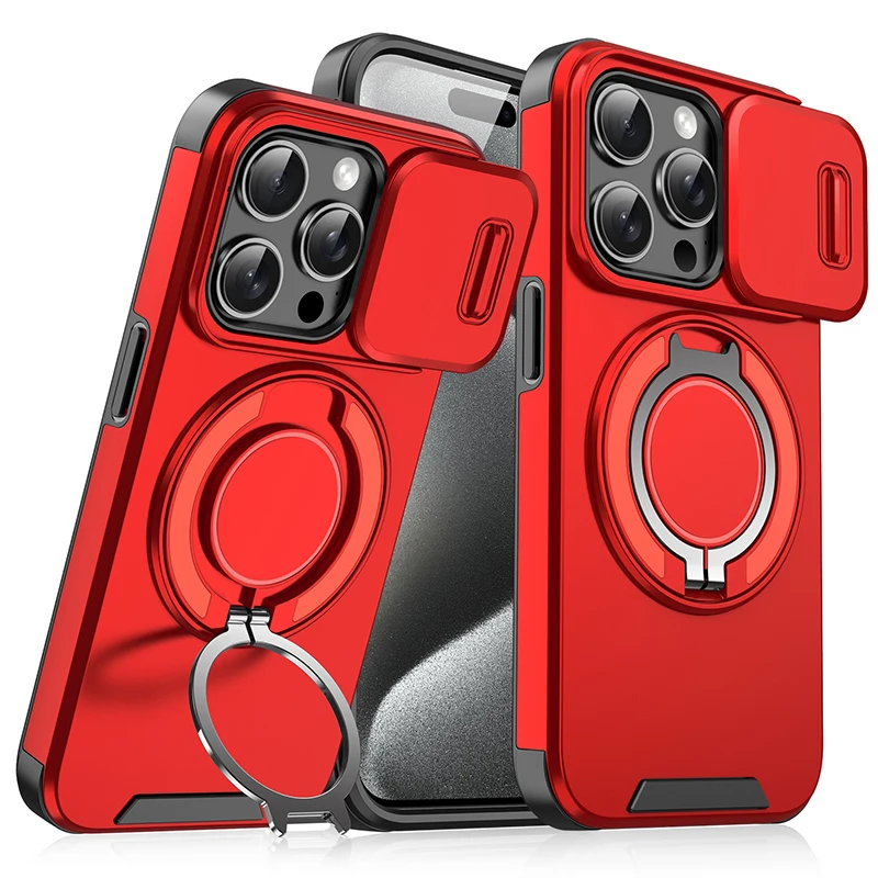 360° Rotating Car Holder Ring with Window Protection - Metal Phone Case Cover