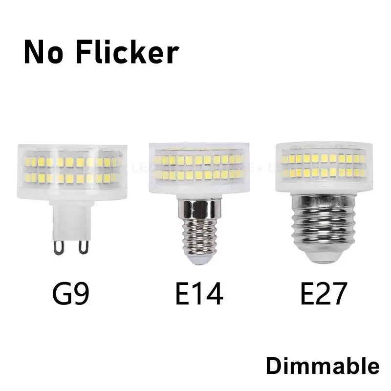 LED 전구 밝기 조절 E27 E14 G9 8W 12W 15W AC220V SMD2835 깜박임 없음 LED 조명 램프, 샹들리에 조명 교체 80W 할로겐 조명